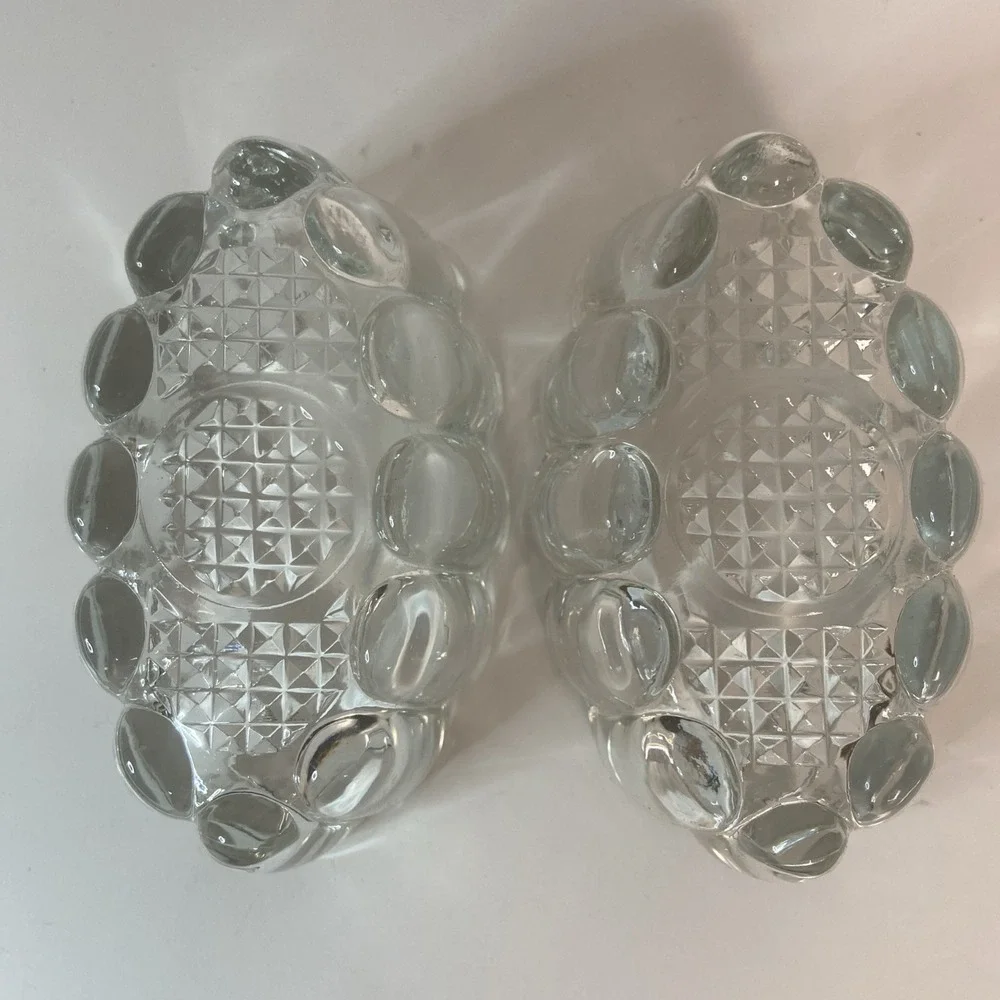Set of 2 Vintage #438 Princess House Pressed Glass Utensil Spoon Rest Holder NIB